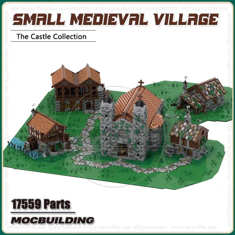 

UCS MOC Building Blocks Small Medieval Village Architecture Display Castle Architecture Technology Bricks Collection Toys Gifts