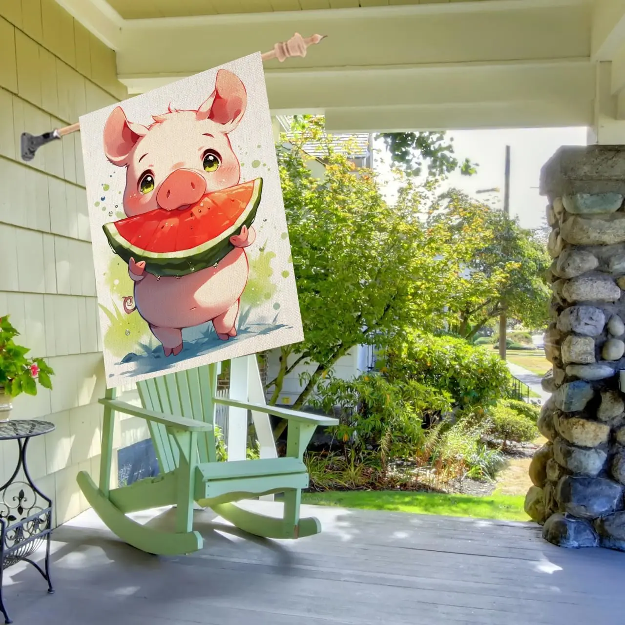 خنزير ترحيب الصيف حديقة العلم الشاطئ 28x40 مزدوجة الوجهين، الخيش البطيخ الصغيرة الفواكه حديقة ساحة المنزل أعلام خارج EEN