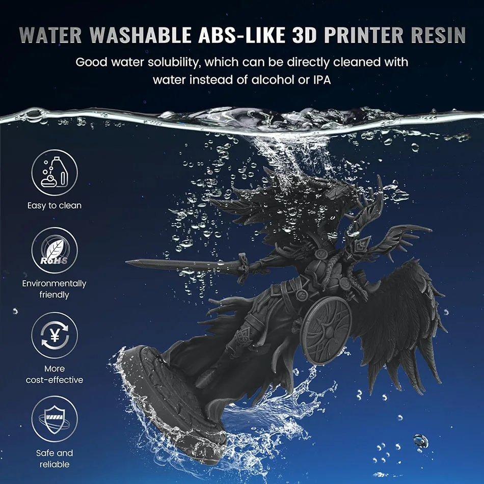 JAYO-resina de impresora 3D estándar/ABS, lavable con agua, 405nm, fotopolímero rápido estándar UV para LCD/DLP/SLA, 5 botellas