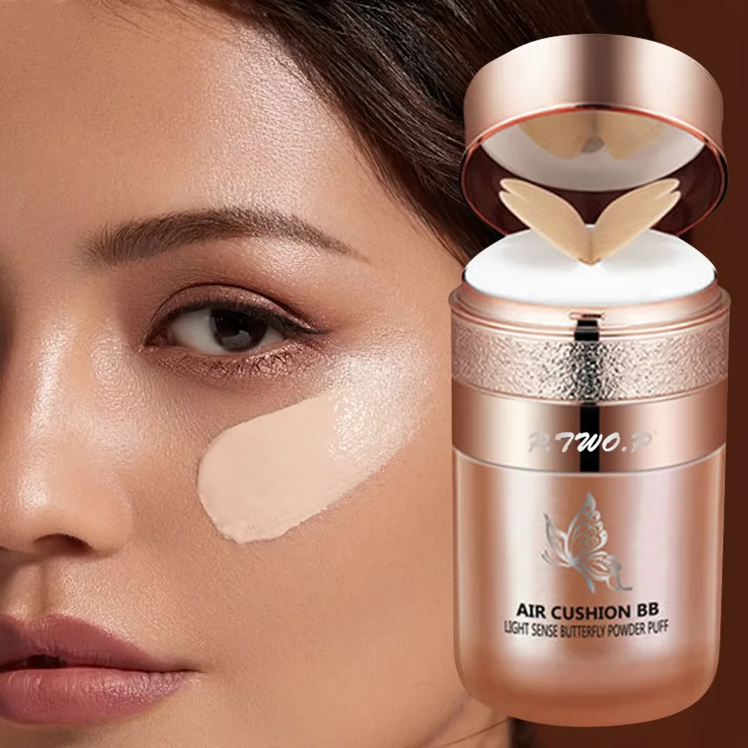 Cuscino d'aria BB Cream Fondotinta idratante Correttore Sbiancante Controllo olio Farfalla impermeabile Soffio di polvere Cosmetici per il trucco