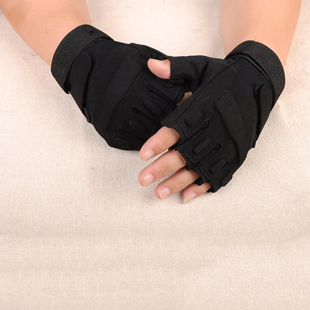 

Fleece Gloves Cycling Fashion Tactical Workout for Men Shockproof Breathable Bike Half Finger