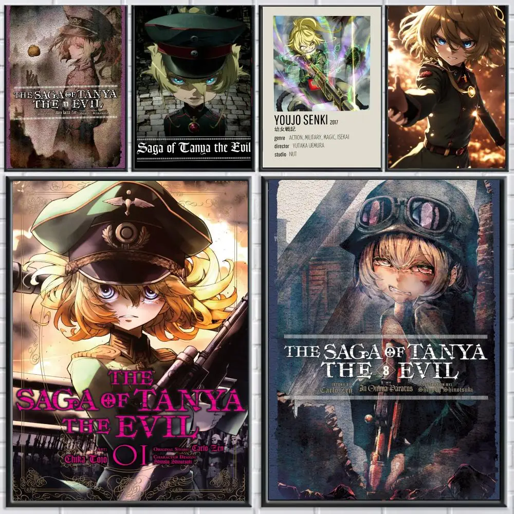anime S-Saga of Tanya the Evil-L Poster Peel and Stick Wall Art for Cafe Office Bar and Home Decoration