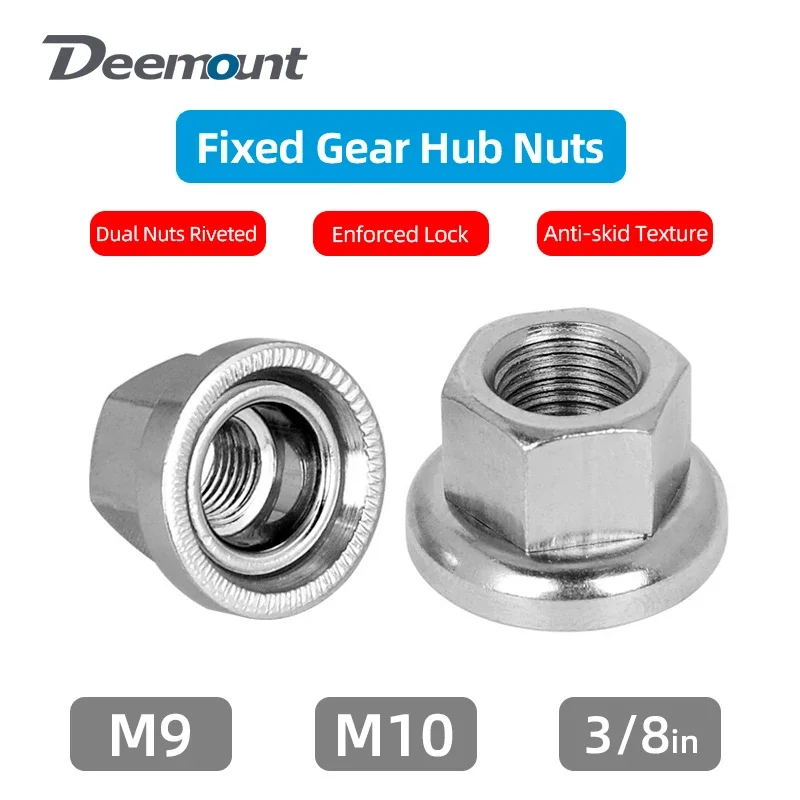

Deemount Fixed Gear Hub Nut Front Rear Drum Axle Bushing M9 M10 3/8in 26tpi Dual Nuts Riveted Anti-skid Texture Firm Hold Cap