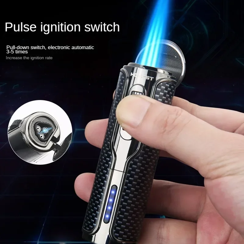 

The latest internet celebrity charging windproof inflatable lighter creative three-way ignition high-end visible battery