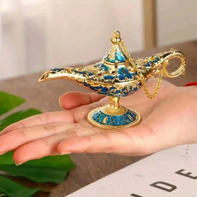 New Aladdin Magic Lamp Decoration Miniature Figurines European Vintage Home Decor Russian Wishing Lamp Metal Decorations Crafts