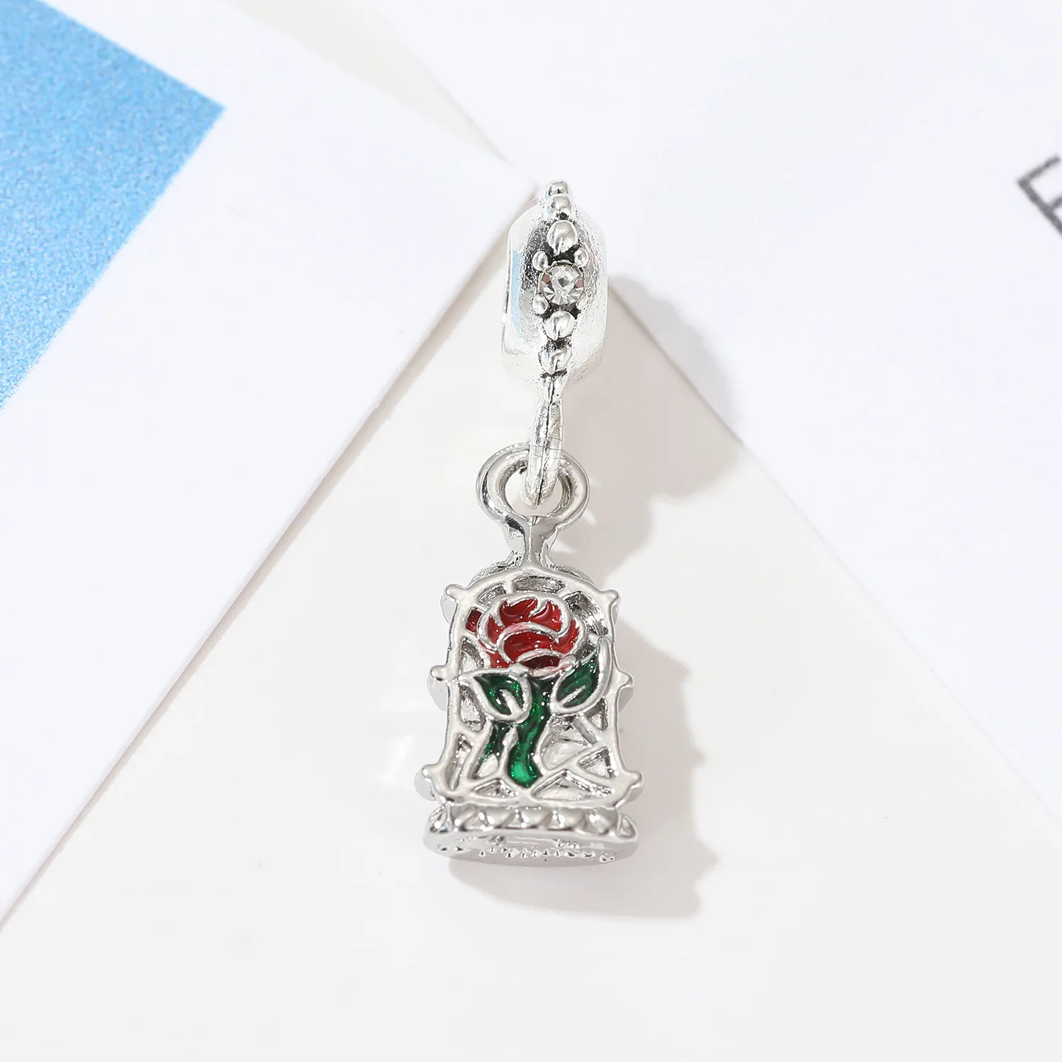 Disney Enchanted gül diy şamdan kolye takı yapımı için Fit Pandora sihirli saat Charms kadınlar bilezik aksesuarları