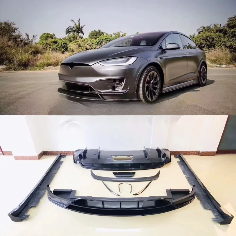 

Revozport Style Carbon Fiber Front Bumper Lip, Rear Bumper Diffuser, Side Skirts & Rear Spoiler Car Body Kit