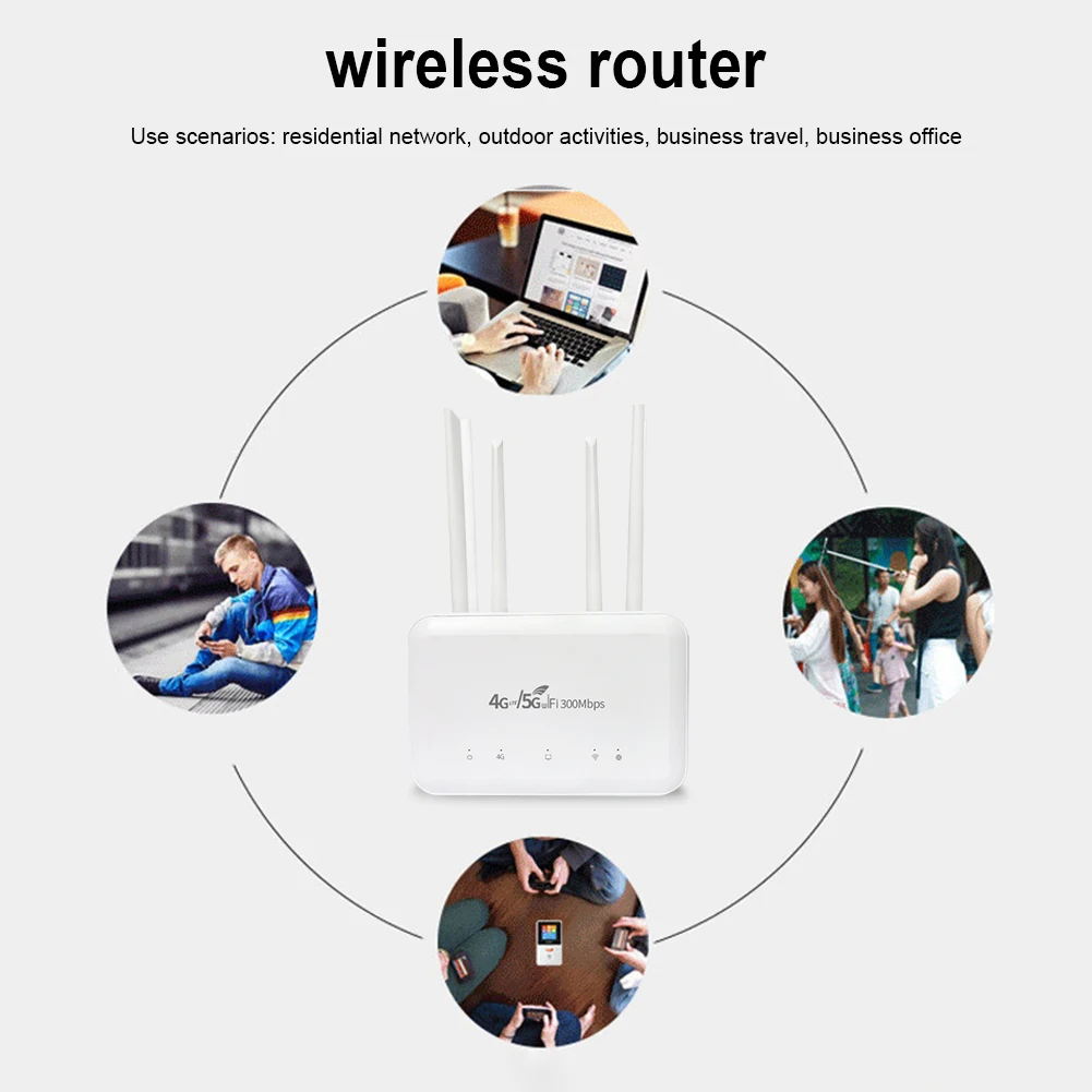 4G LTE موزع إنترنت واي فاي مودم راوتر مع فتحة للبطاقات SIM 300Mbps لاسلكي موبايل واي فاي هوت سبوت أجهزة التوجيه DNS VPN هوائيات عالية الكسب