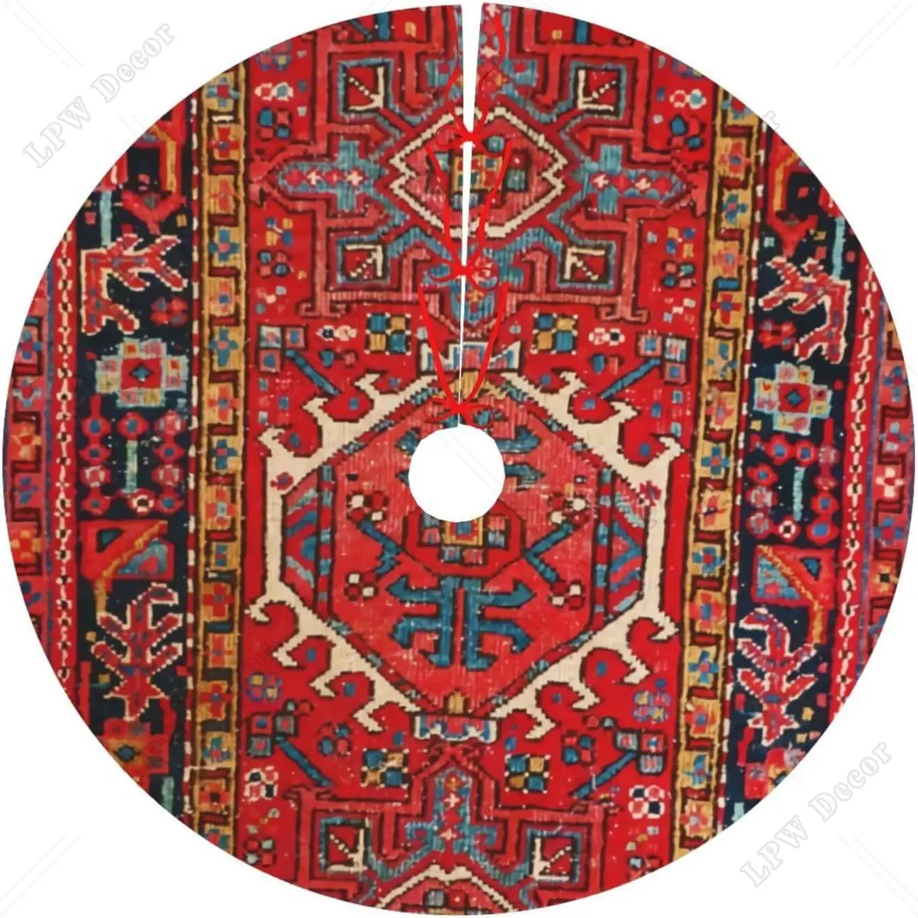 Antique Oriental Turkish Persian Carpet Christmas Tree Skirt Round Winter Snow Suitable for Christmas Xmas Halloween Holiday