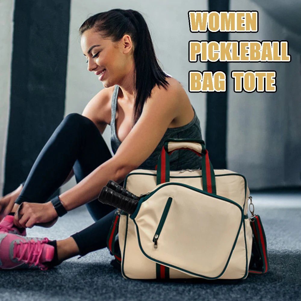 Women Pickleball Bags Tote with Front Pocket Fits 2 Paddles Pickleball Paddle Bag with Fence Hook & Shoulder Strap Ladies Gifts