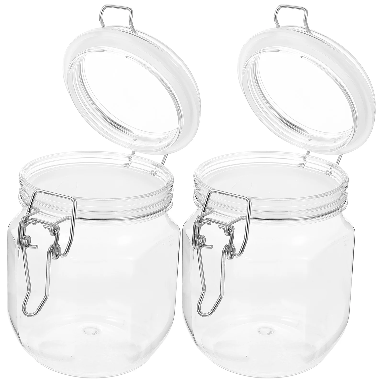 

2pcs PET Transparent Honey Jars Sealed Lids Reusable Food Storage Wide Mouth 1LB Containers Airtight Bottles