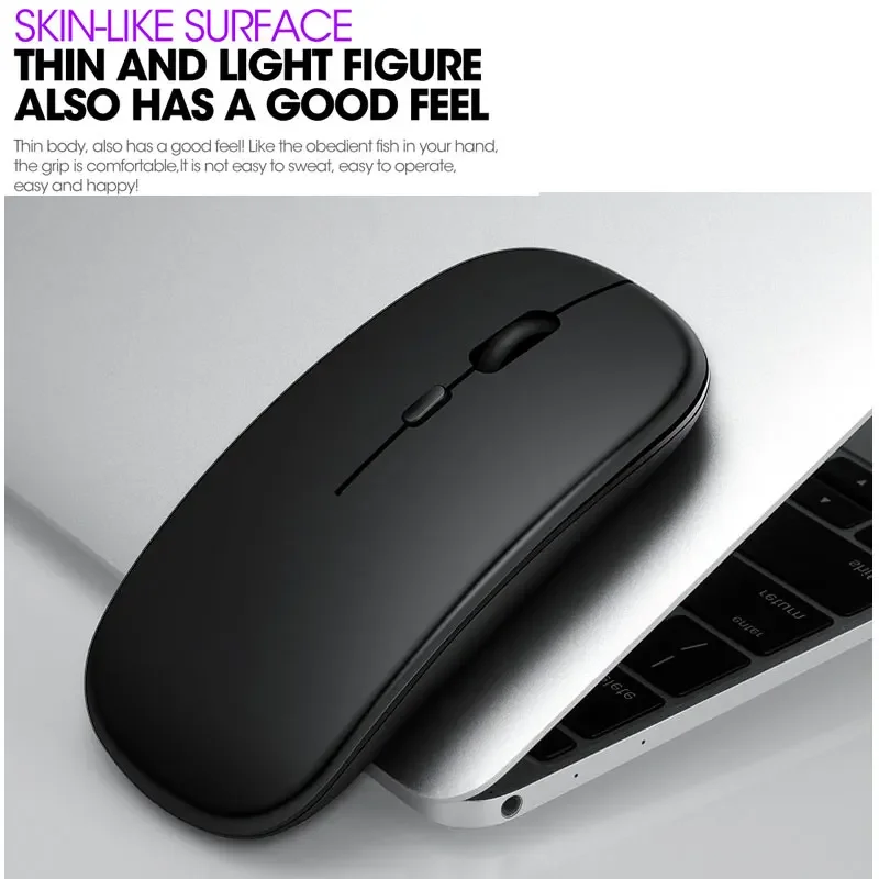 Mouse Ultra Fino Sem Fio para Laptop, 2.4GHz, Bluetooth 5.0, Versão Bateria, Tablet, Computador, AAA