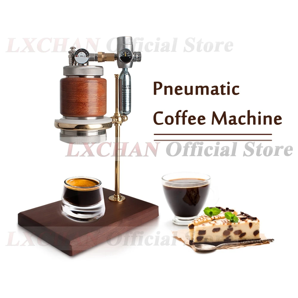 LXCHAN PEC 58MM Pneumatic Espresso Coffee Machine Stainless Steel Portable Espresso Maker with Stand for Home and Camping