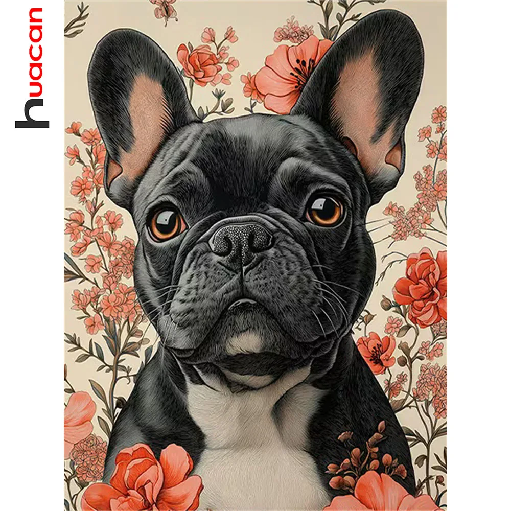 Huacan 5D Diamantmalerei Hund Blume Diamantstickerei Tier Neue Kollektion 2026 Dekorative Gemälde