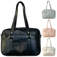 Bolso de mano escolar Jk para mujer, bolsa cruzada de Anime de PU de gran capacidad, bolso de hombro transparente con corazón de amor, bolso de uniforme para compras y viajes