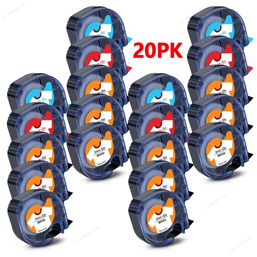 3/10/20 Piezas 18769 Compatible con Dymo Letratag 18679 18773 18777 Cinta Termoadhesiva para Tela de 12 mm, Cinta LT para Impresora de Etiquetas Dymo LT100H