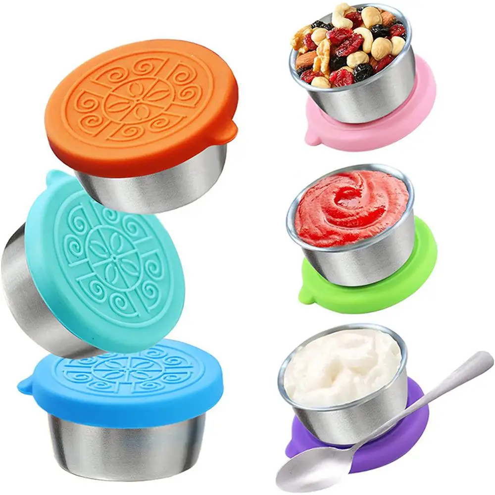 Tazas de salsa a prueba de fugas, contenedor de aderezo para ensalada con tapas, caja de salsa recargable portátil, fiambrera para condimentos, botella de salsa para barbacoa