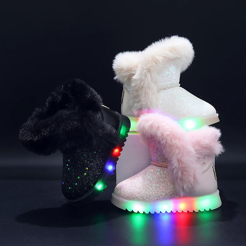 MGO Kidss Boys and Girls Sports Casual Shoes Black and White Luminous Shoes Light Shoes Sports Shoes Students Light Small White