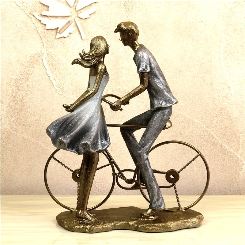 Imagem -04 - Artesanal Bicicleta Romântica Escultura para os Amantes Campus Noivado Casal Estátua Decoração do Dia dos Namorados Presente de Casamento Artesanato Amor Ornamento