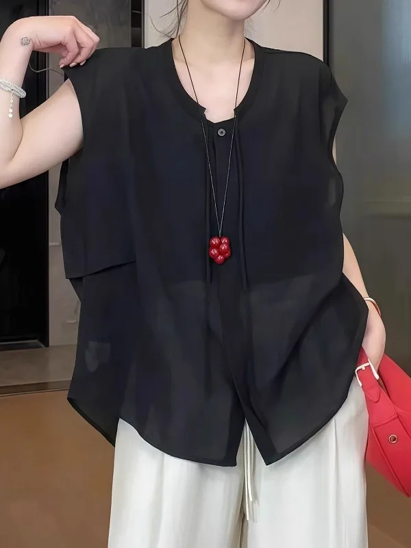 

plus Size Summer Thin Breathable ort Sve V-Ne irt Women Loose Faionable Slimming High-End Feeling Korean Sle irt