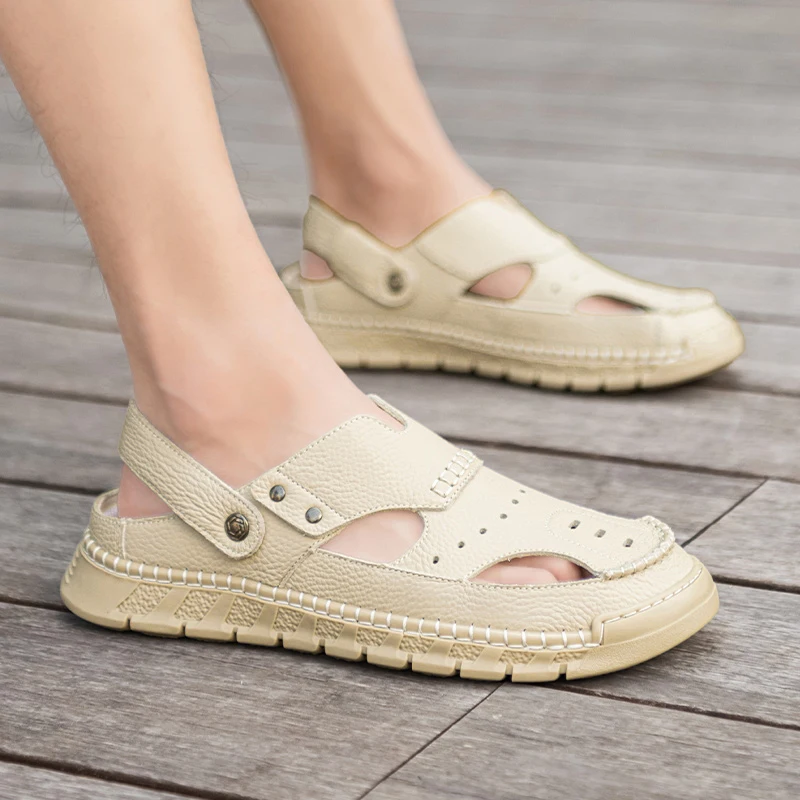 

Мужские летние уличные сандалии для мужчин, ручная работа, прочная удобная нескользящая прогулочная обувь для путешествий