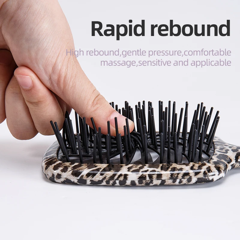 Anti-Static Leopard Pattern Hollow Hair Brush Air Cushion Comb Volumizing Styling for Professional Salon Styling Tool Women Gift