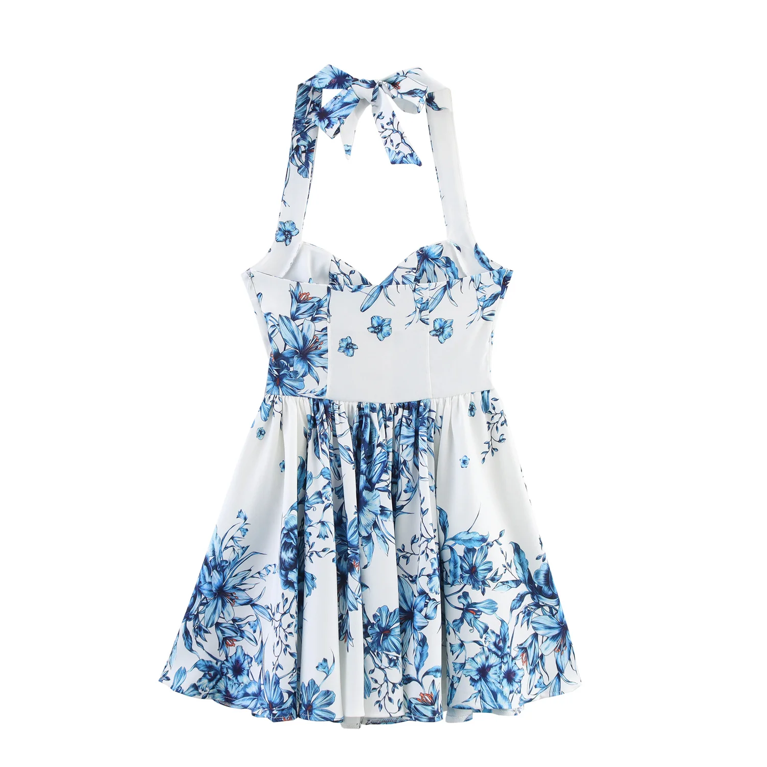 Vestido de Verão F com Estampa Floral e Decote ter, Estilo Francês, Cintura Alta, Fibra de Poliéster, Nova Coleção ...