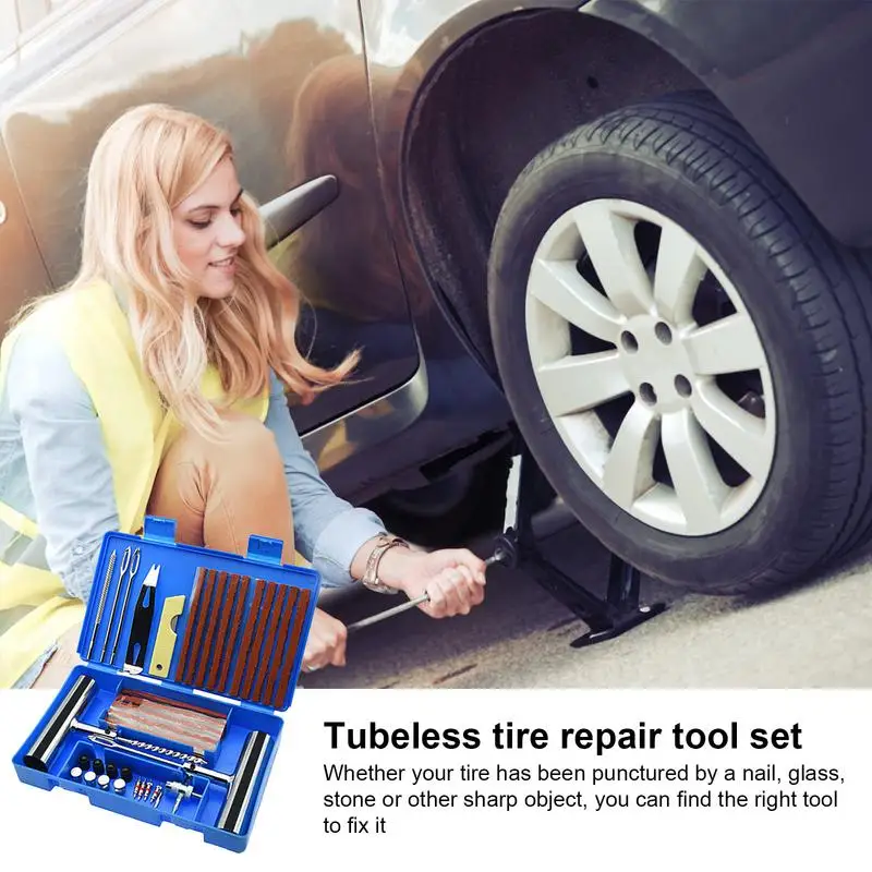 Car Tire Repair Plug Kit Vehicle Flat Tire Puncture Repair Kit Effective Heavy Duty Patch Set Portable and Sturdy Repair Tool