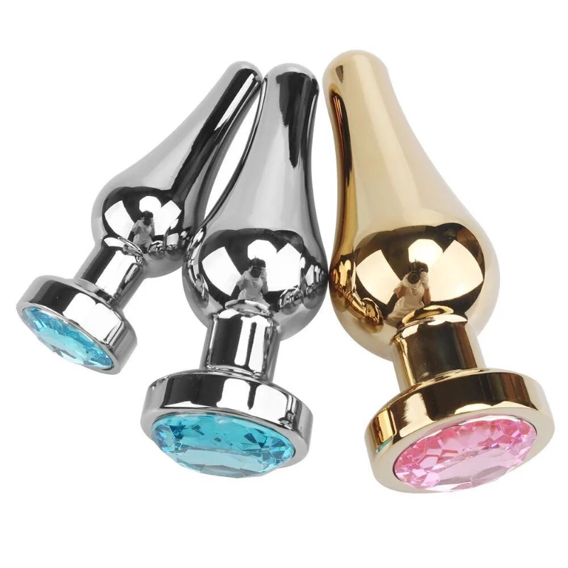 Smooth Stainless Steel Anal Plug Jeweled Butt Plug for Beginner G-spot Massager Sex Toys Dildo for Female Male Anal Beads S/M/L