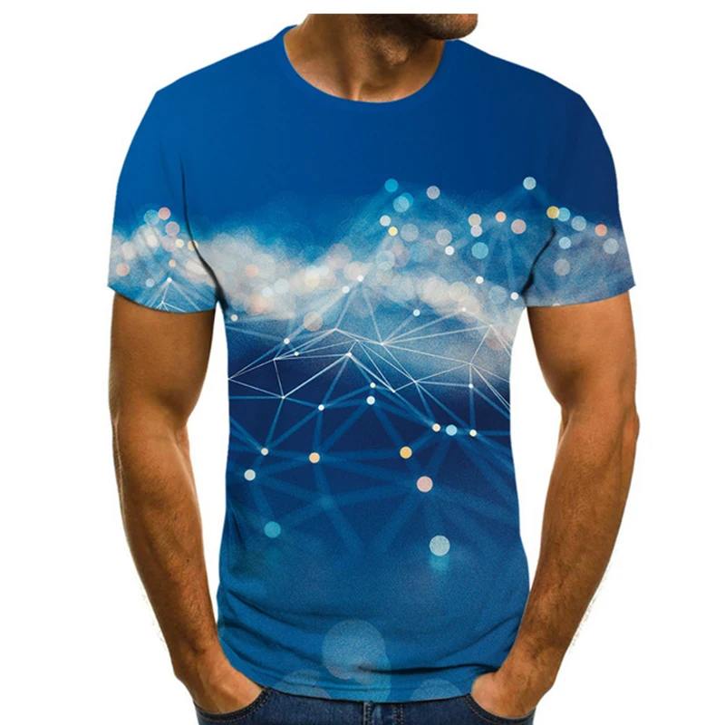 Summer Fashion The Milky Way Galaxy  Picture T Shirts For Men Casual 3D Print Tees Hip Hop Personality Round Neck Short Sleeve