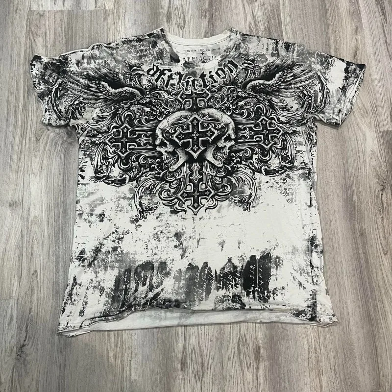 

American Affliction Short Sleeves Man Fashion Skull Printing T-shirt High Street Hip Hop New Couple Summer Tops