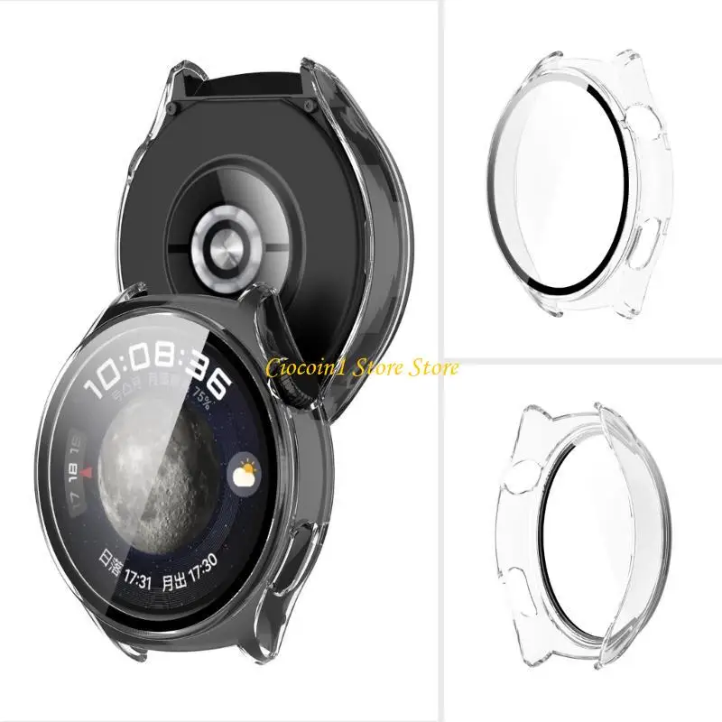 A3PC Smartwatch Tempered Glass Protectors Bumper Shells Full Protective Cover Scratch Resistant Housing for Watch 4