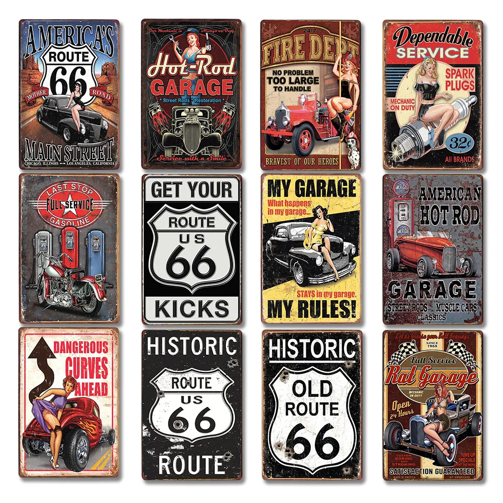 الرجعية سيارة معدن القصدير علامات خمر المرآب اللوحات بار مقهى غرفة الديكور 8x12 بوصة