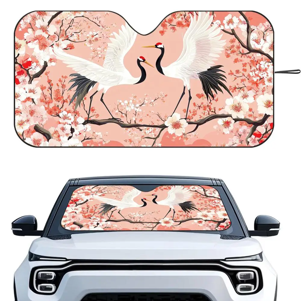 

Солнцезащитный козырек Japanese Cranes: многоразовый, из алюминиевой фольги, с УФ-защитой, пятислойная теплоизоляция, для лобового стекла