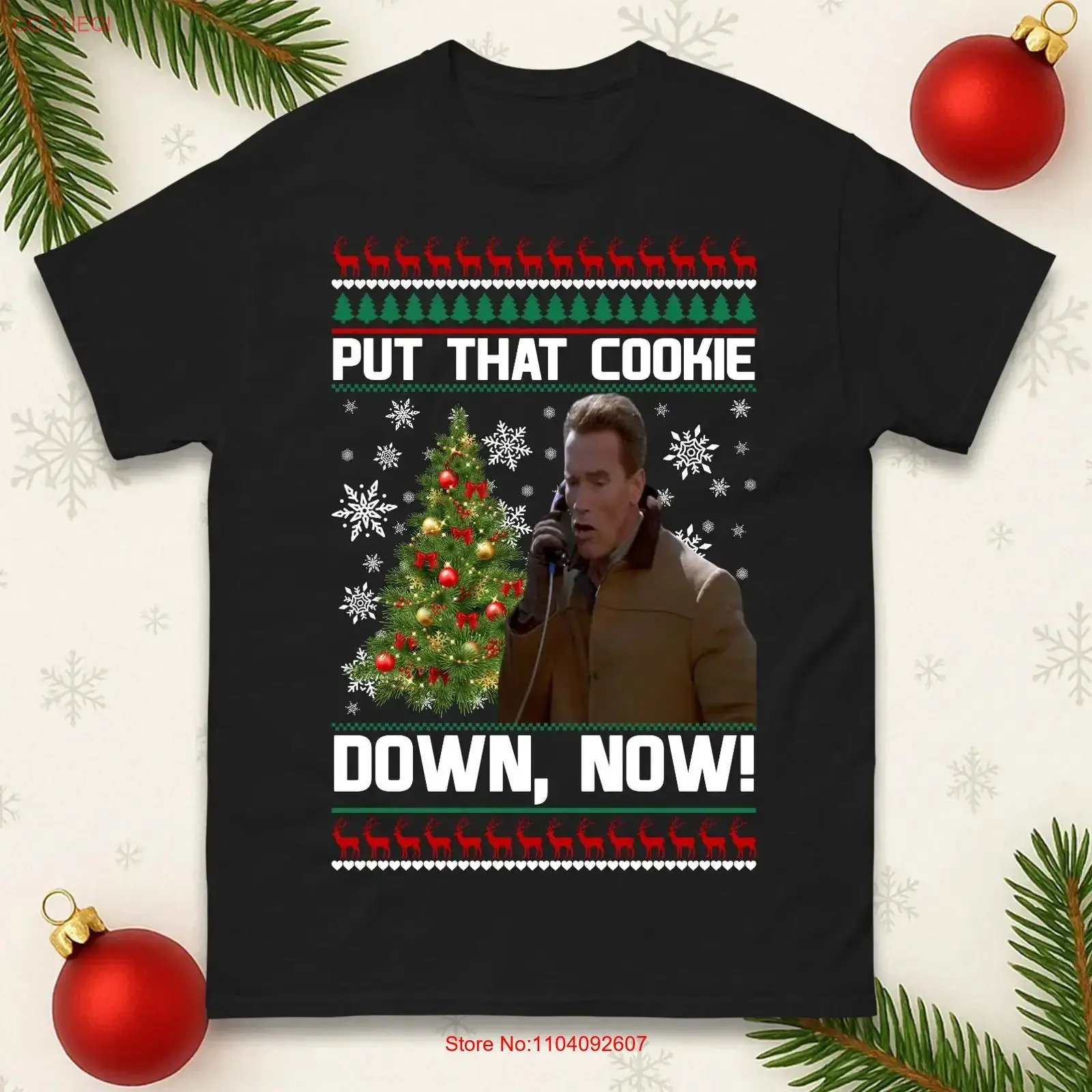Jingle All the Way Put That Cookie Down Now Christmas T Shirt Xmas Festive Top vintage Washed Unisex Breathable Slightly