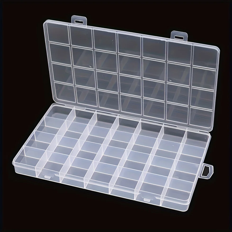 1 Piece/4 Pieces 28 Grid Polypropylene Plastic Storage Box, Fixed Partition Storage Box, Portable Fishing Gear Accessory Box