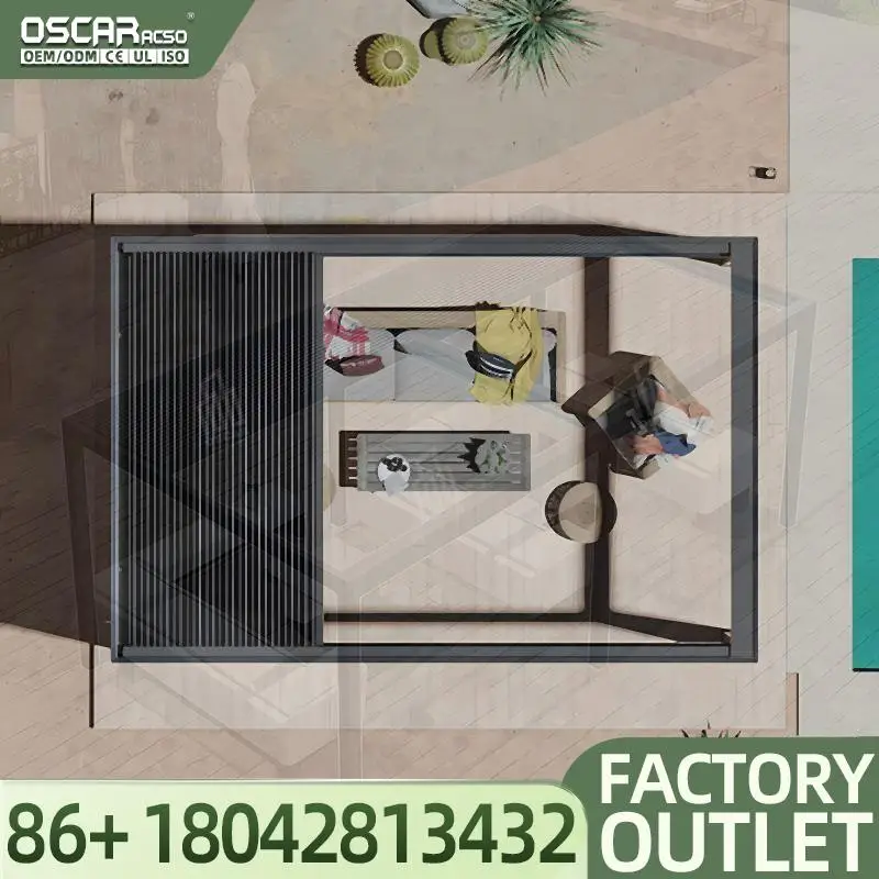 3x3 4x4 Outdoor Aluminum Motorized Louvre Roof  Sun Bioclimatic for Restaurants Patio Gardens Backyards Pergola