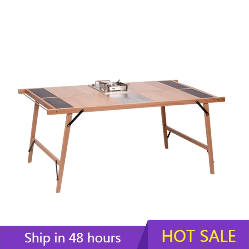 

POWER LEAP Outdoor Table Folding Solid Wood Camping Table Travel Barbecue Picnic Self-driving Tour Beech Multifunctional Table