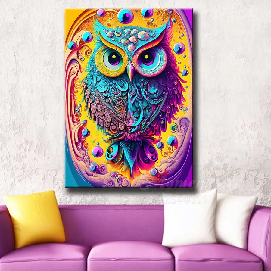 Diamond Painting With Special Drills AB Crystal Glow-in-the-Dark Stone AI Generated Colorful Animal Owl Butterfly Art ASF2768