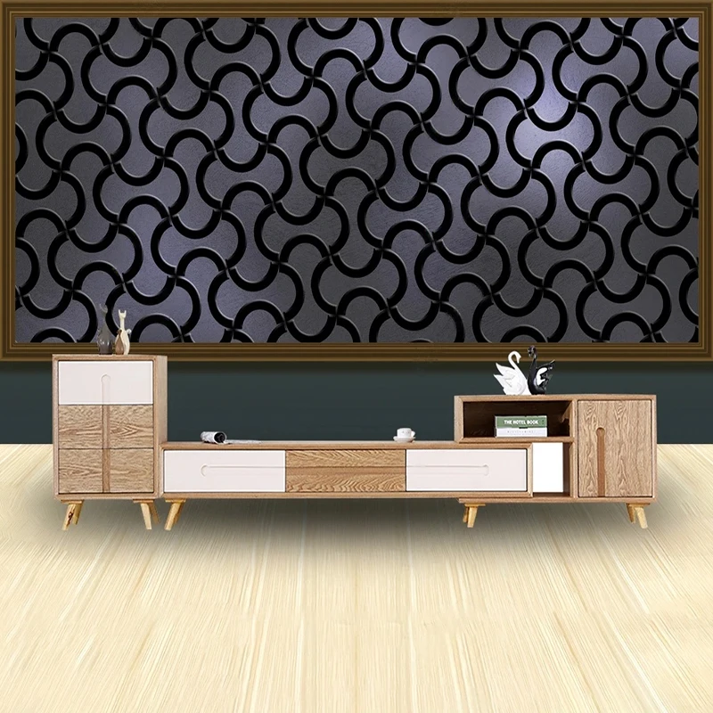 Mural khusus Eropa latar belakang hitam geometris Wallpaper Papier Peint ruang tamu kamar tidur Sofa dekorasi rumah kertas De Parede 3D