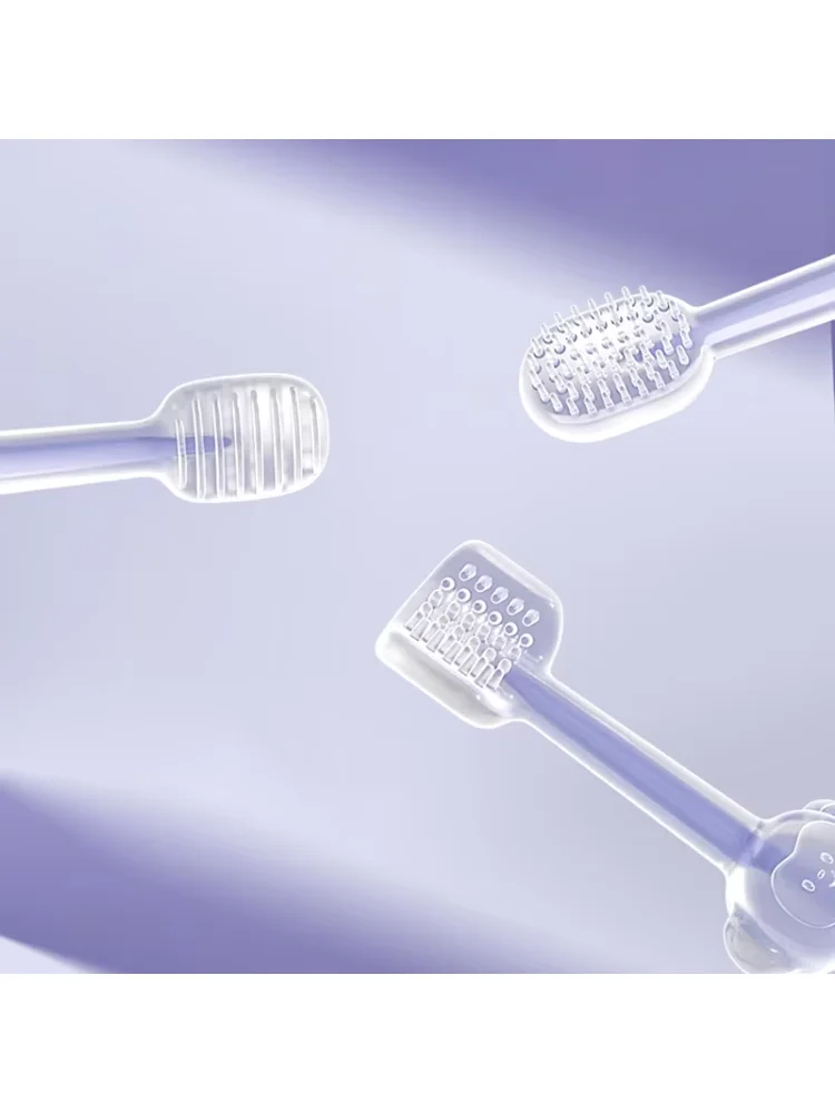 3pcs/set Pet Toothbrush Purple Cat Silica Gel Brush Clear Up Bad Breath Tartar Teeth Care Dog Cat Cleaning Mouth Dogs Supplies