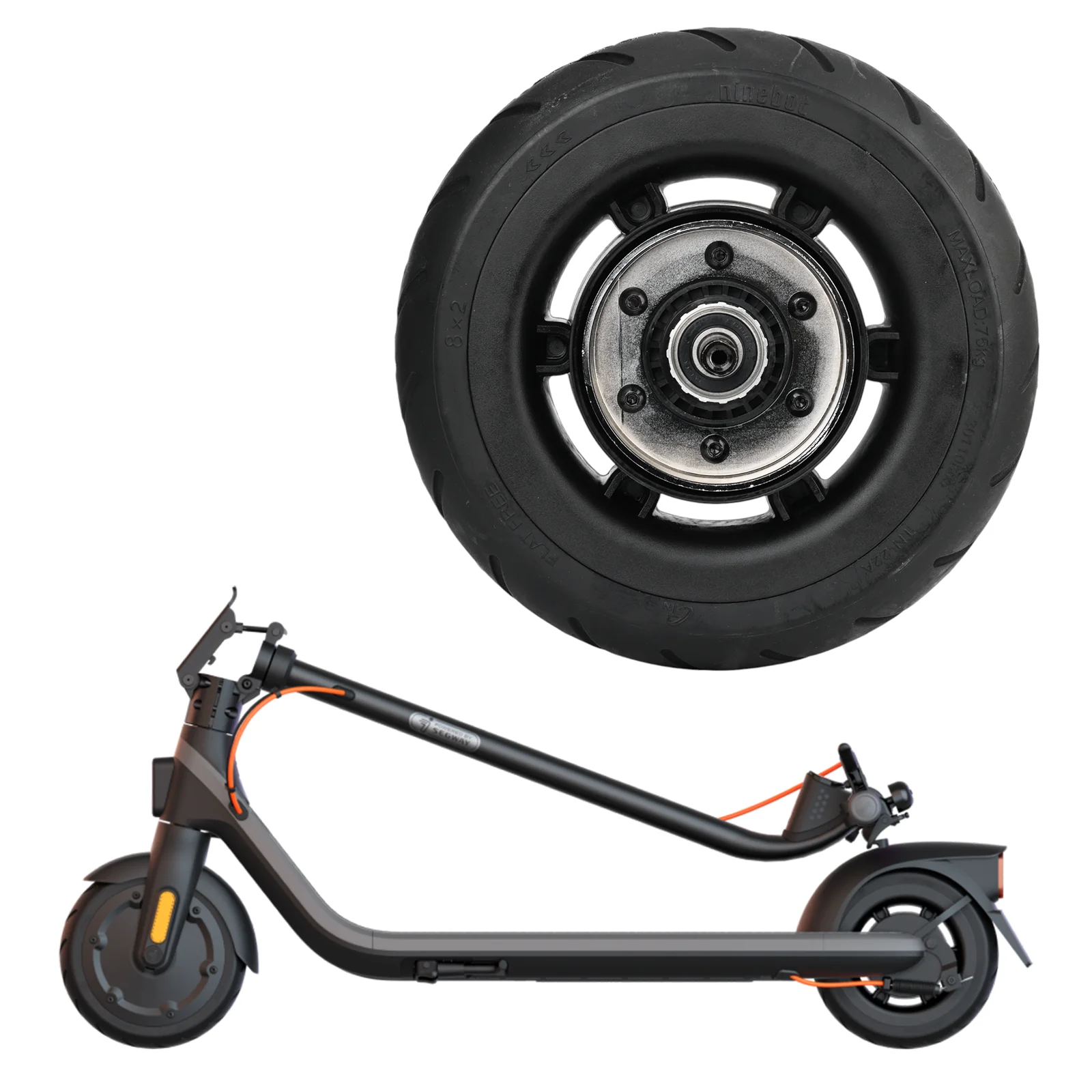 Original Rear Wheel For Ninebot E2 Electric Scooter KickScooter Solid Tyre With ABS Wheel Hub Replacement Parts