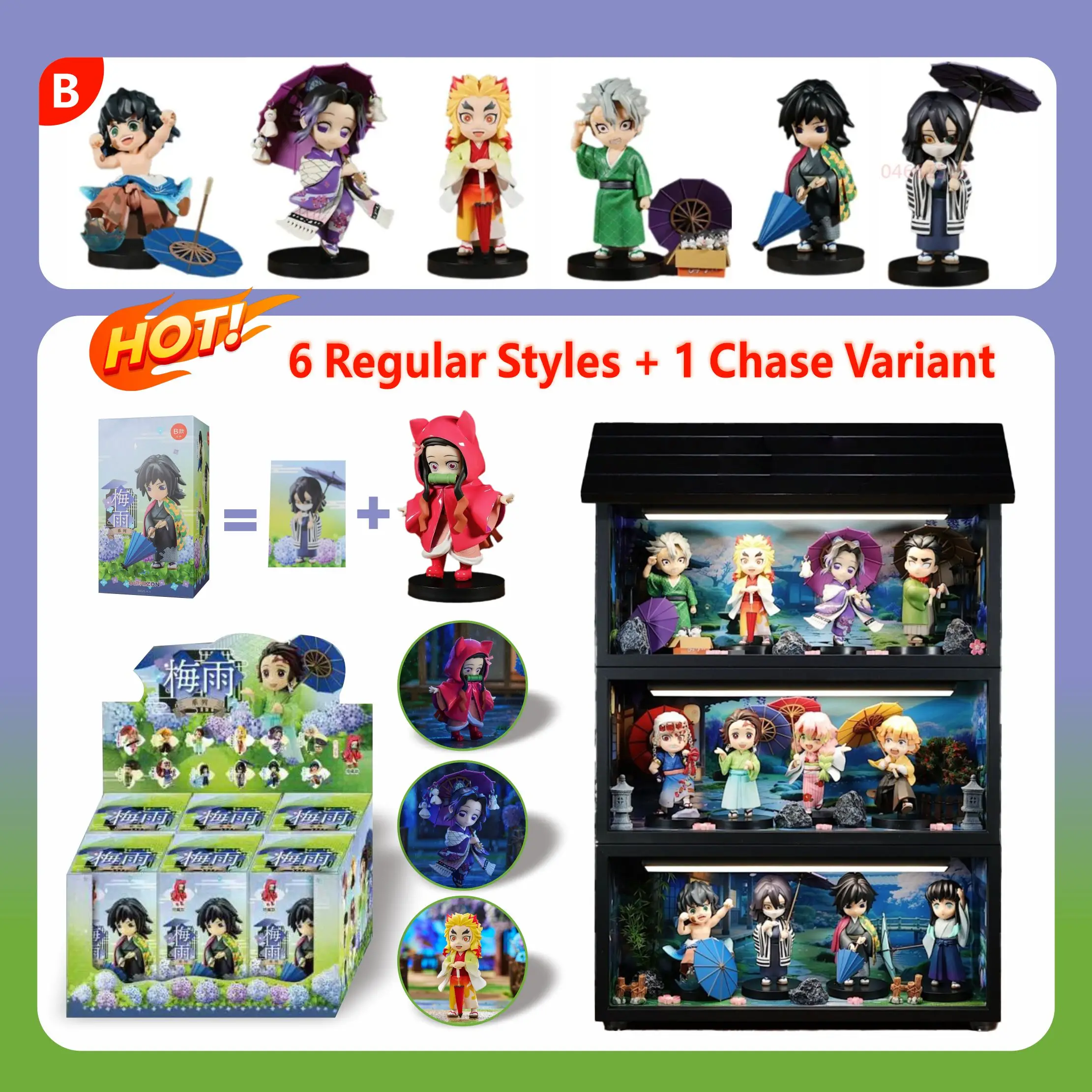 

PVC Limited Edition | Rain Series Tanjiro Blind Box Q Version Figure | Anime Peripheral Model Ornament | Gift for Friends