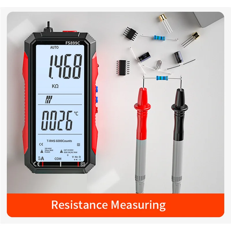 

AU28-Digital Multimeter 6000 Counts True AC/DC Ammeter Voltmeter Auto Temperature Ohm Hz Capacitance Diode NCV Meter