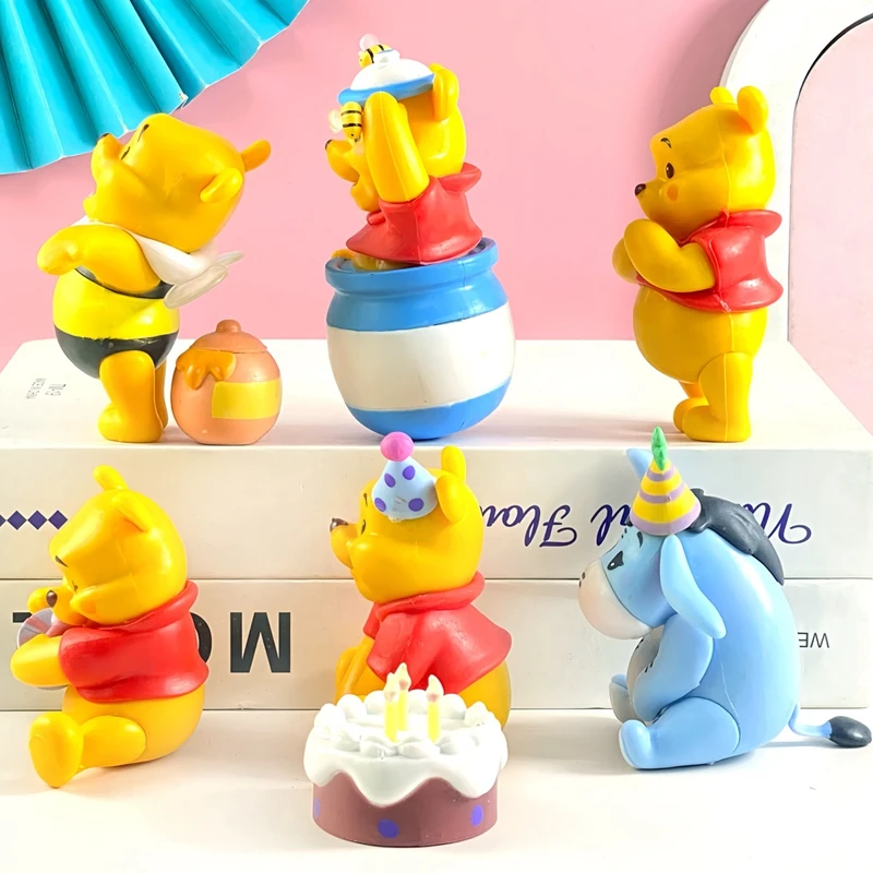 6 pezzi Disney Anime Figure Set Winnie The Pooh Bear Party Series Modello da collezione Figurine Decorazione bambola Tendenza Giocattoli Regalo per bambini