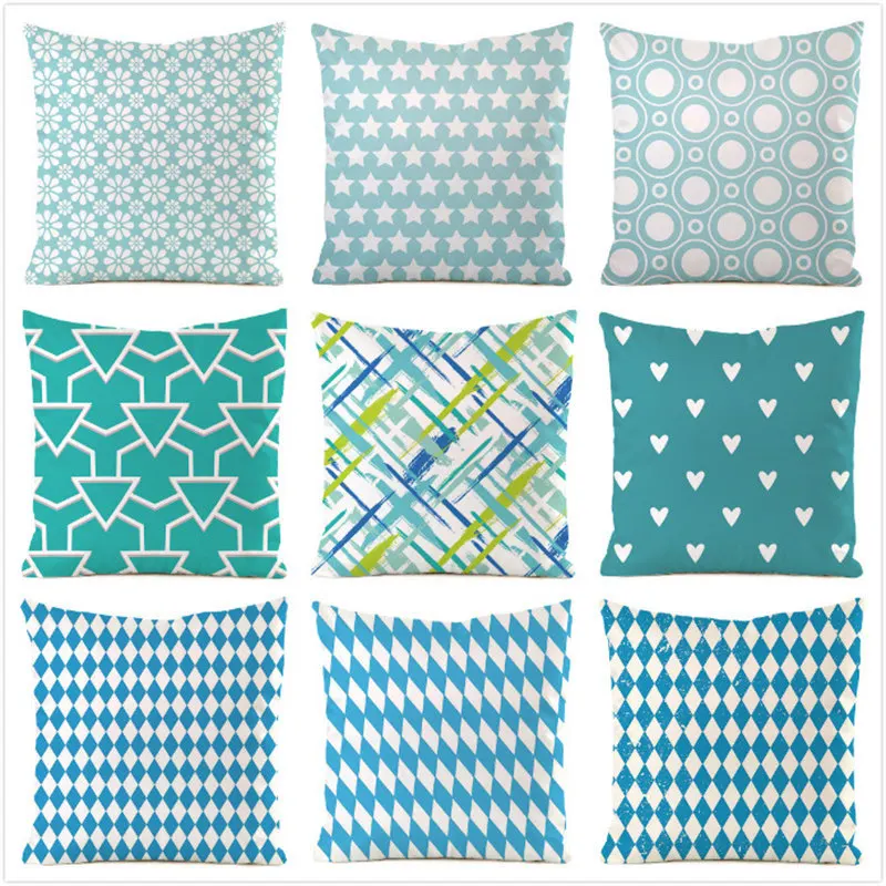 Blue spot heart pattern Digital printing short plush pillow covers decorative for car sofa office cushion cover home goods