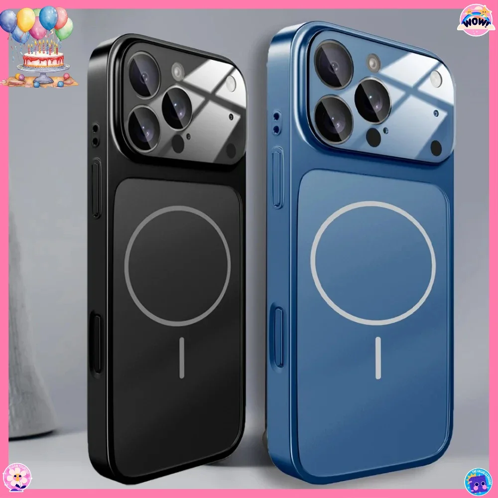 Funda original iPho/ne 17 Air Pro Max de vidrio nano arenado; Funda protectora magnética para carga inalámbrica MagSafe; Estilo armadura