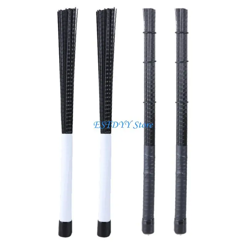 G6DE 2Pcs Nylon Drum Brushes Drum Sticks Brushes Percussion Drum Brush for Jazzes Acoustic Drummer Playing Music Lovers