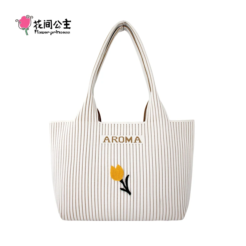 Flower Princess AROMA Women\'s Bag Handbag 2024 Trend Knitted Original Fashion Designer Large Female Shoulder Tote Bags for Women