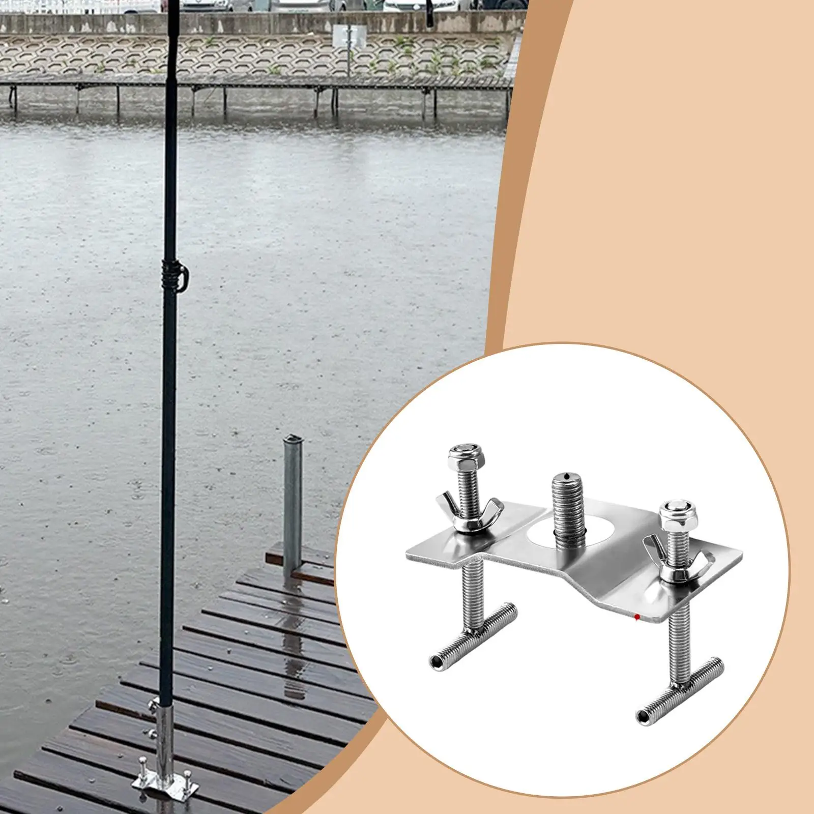 ステンレス鋼製パティオ傘ベース、調節可能な屋外傘スタンド、頑丈なテラスマウント、バルコニーデッキ、釣り用